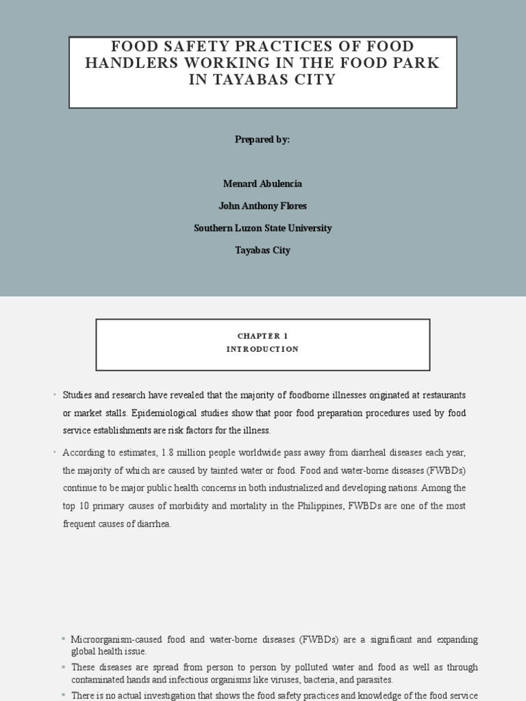 Food Safety Practices in Tayabas City | PDF | Foodborne Illness | Food ...