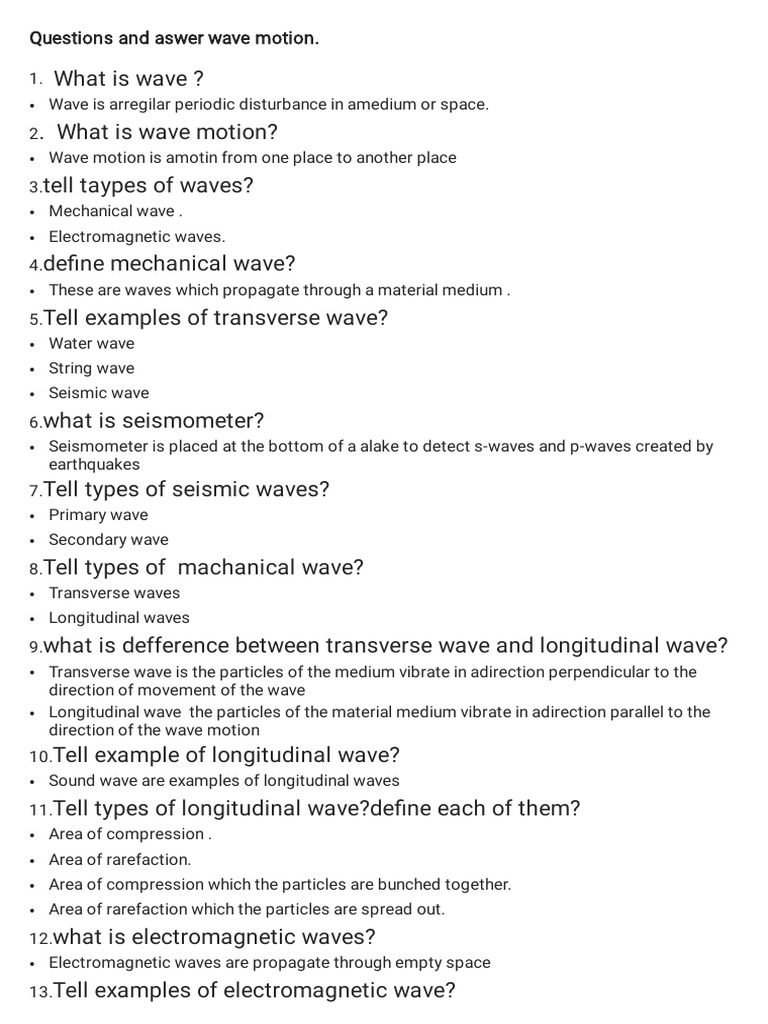 Chapter2of Physics Question and Answers PDF Waves
