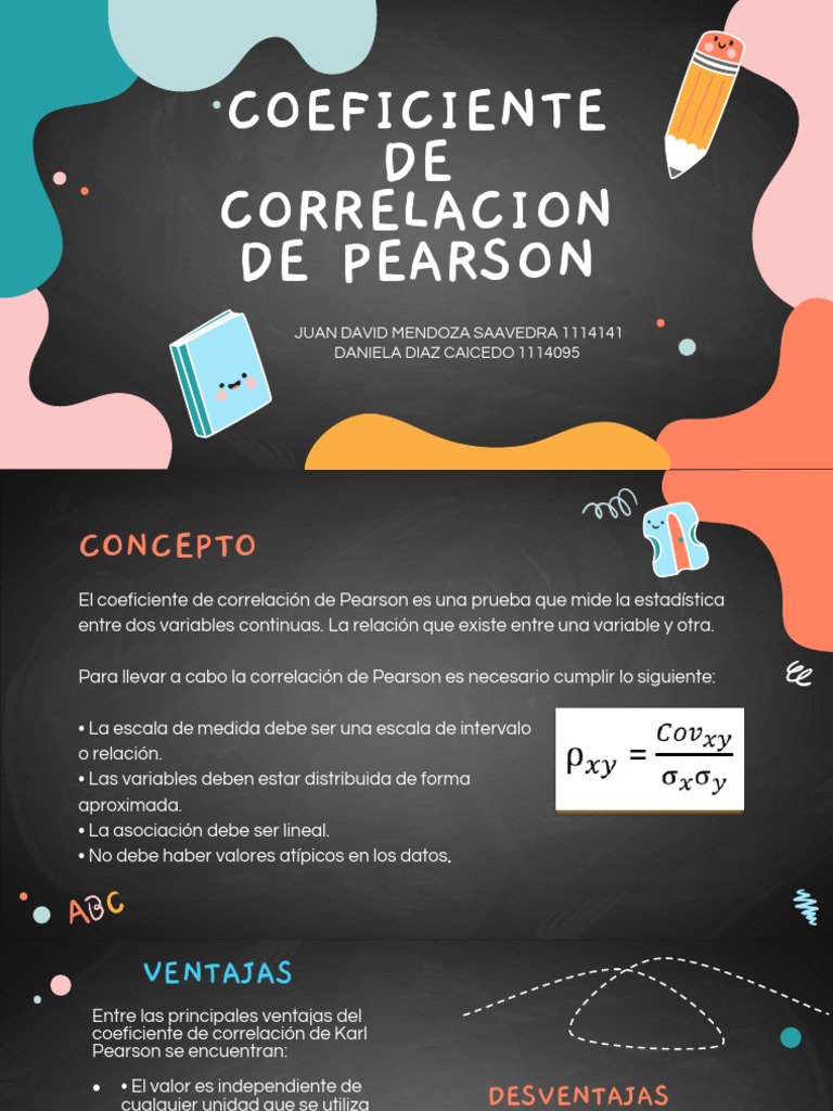 Coeficiente de Correlación de PEARSON PDF Covarianza Matemáticas
