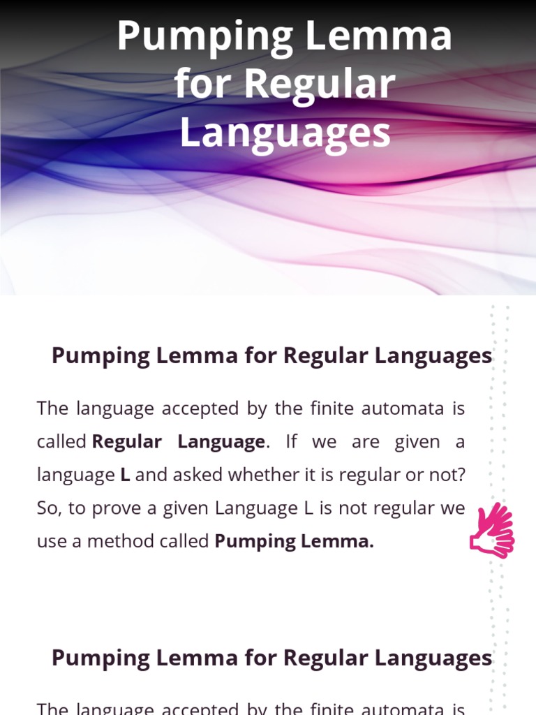 Pumping lemma for regular languages pdf syntax logic grammar