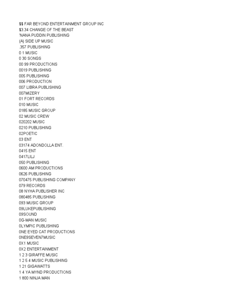 2018 Dart Ascap Publishers PDF 