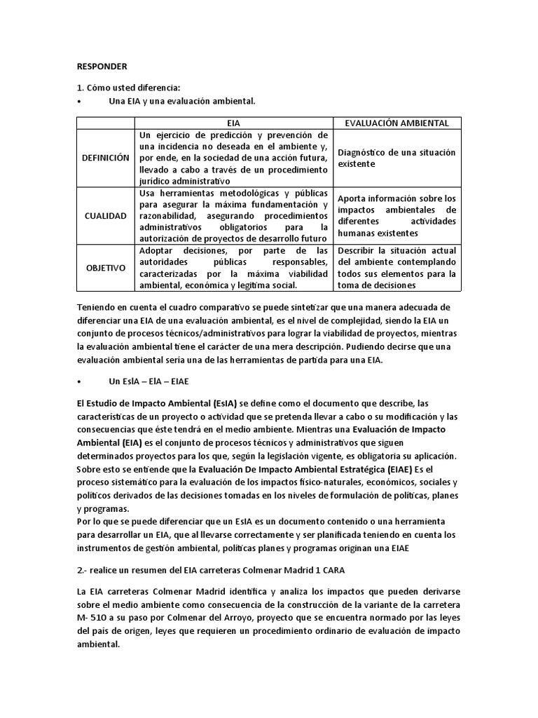 Examen Eia | PDF | Evaluación de impacto ambiental | Entorno natural