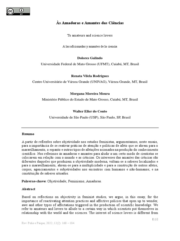 Artigo Amadoras Amantes Ciencias | PDF | Science | Metafísica