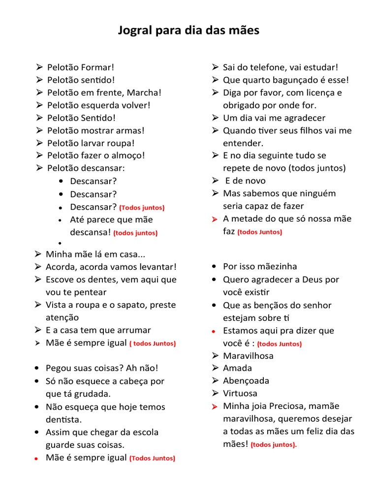 Jogral para Dia Das Mães | PDF