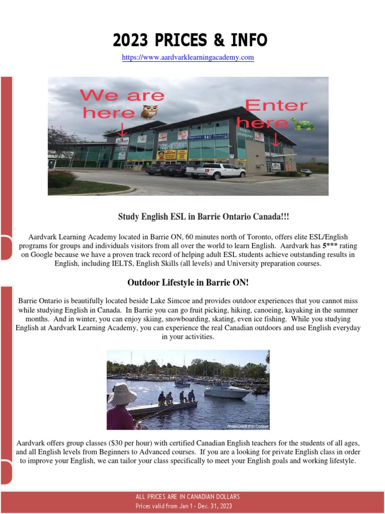 ESL Programs in Barrie, Canada | PDF | English As A Second Or Foreign ...