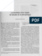 Portal Ariosa, M.A. (1991) La Identidad Como Objeto de Estudio de La Antropología