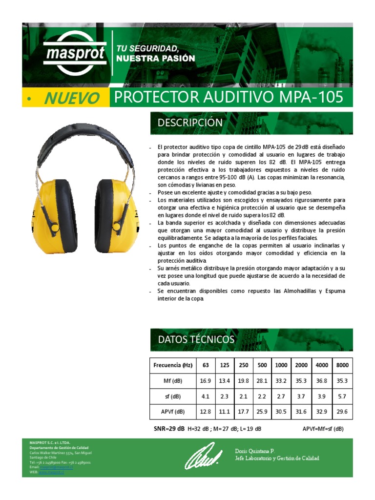 Protector Auditivo MPA-105: Seguridad y Comodidad | PDF