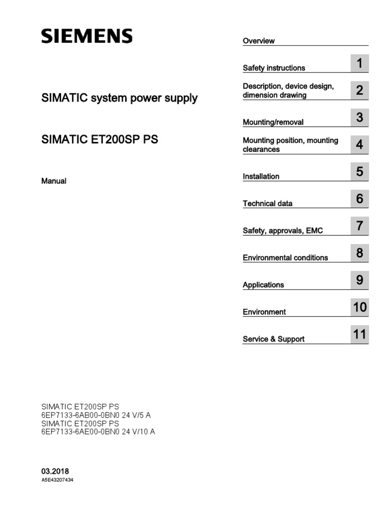 A5e43247384 1 76 Manual Simatic Et200sp Ps en Us PDF Power Supply Alternating Current