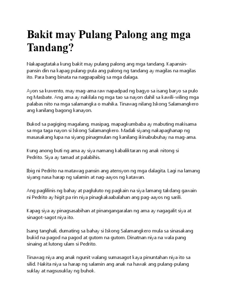 Bakit May Pulang Palong Ang Mga Tandang PDF