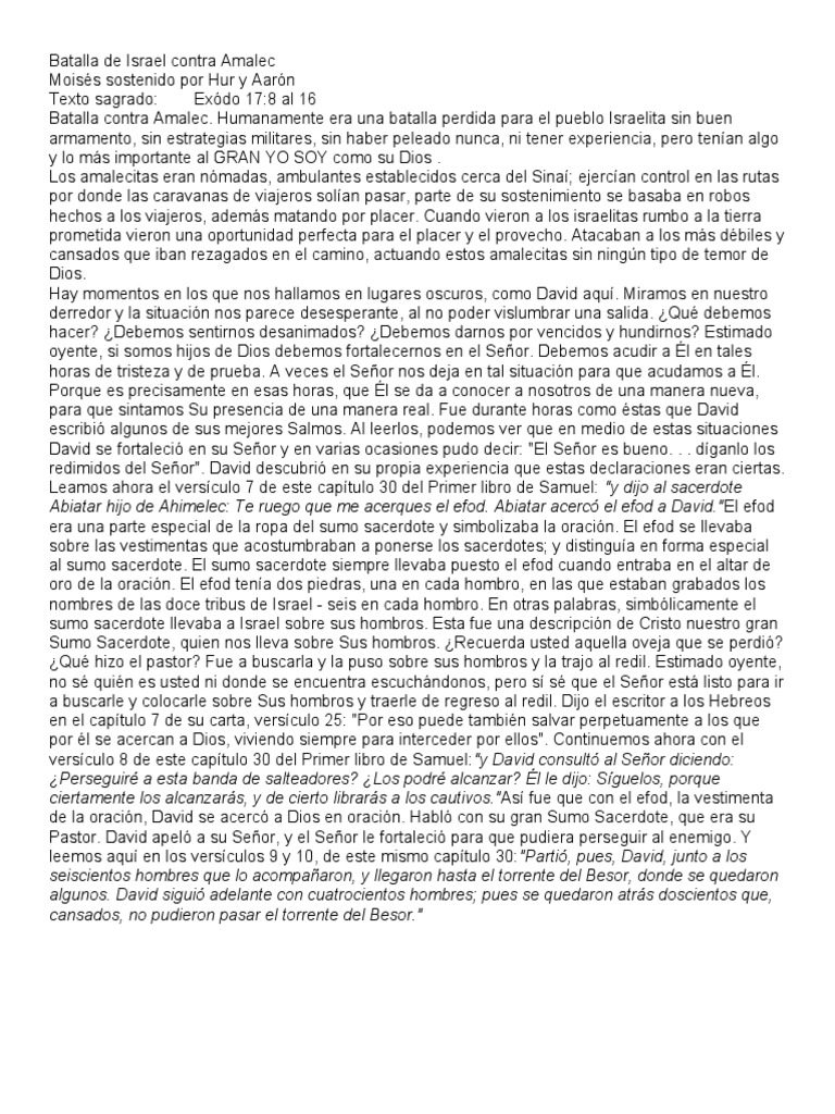 Batalla de Israel Contra Amalec | Descargar gratis PDF | Jesús | Samaria