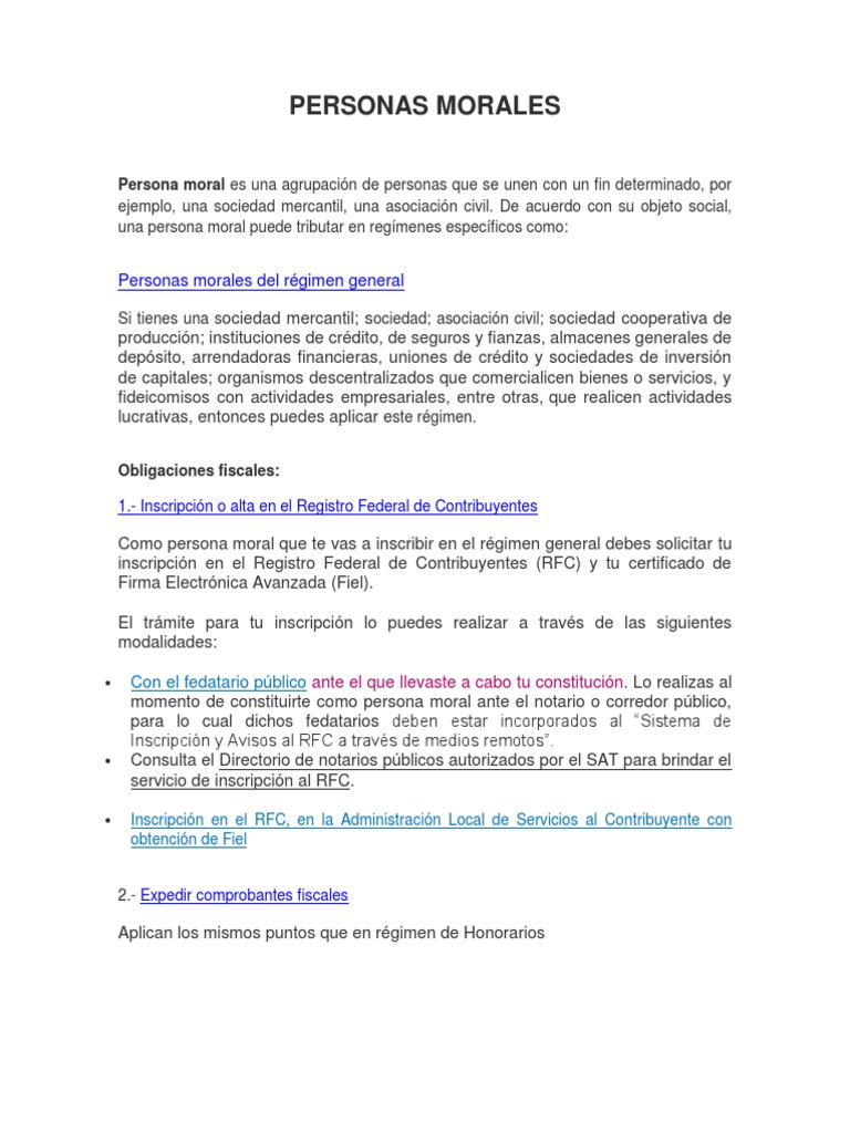 Obligaciones Fiscales de Personas Morales | PDF | Impuesto sobre la ...