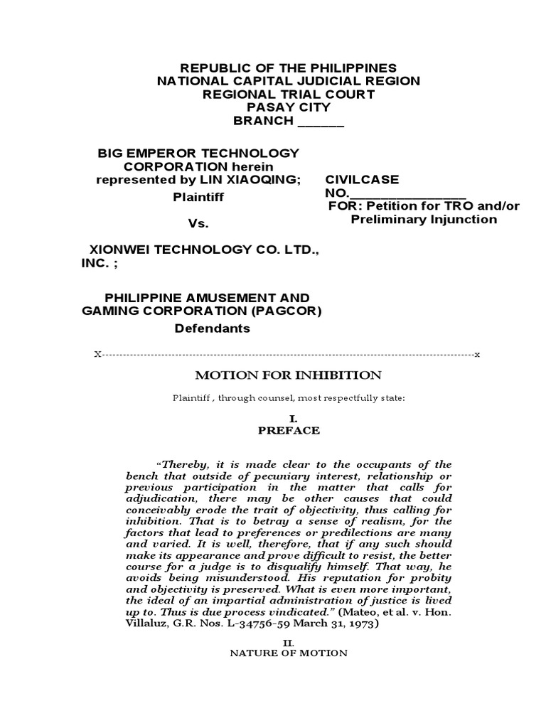 Motion for Judge Recusal in TRO Case | PDF | Judge | Judiciaries
