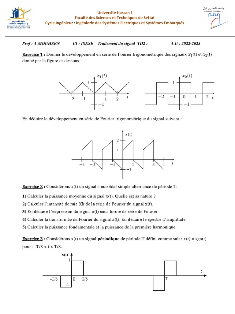 Exercices sur la transformée de Fourier | PDF | Sciences et mathématiques