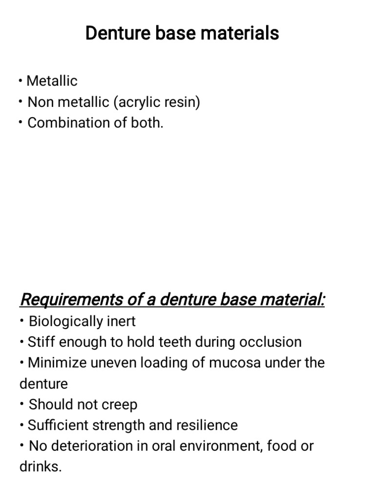 Denture Base ZZZ PDF Dentures Poly(Methyl Methacrylate)