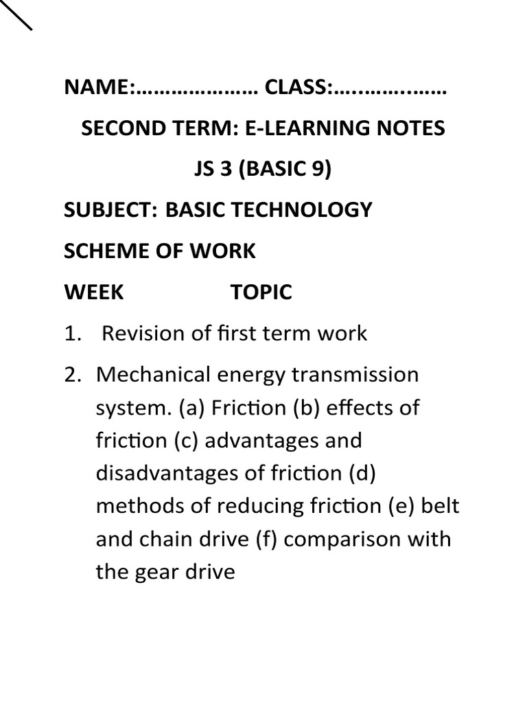 JS 3 Basic Technology E-Learning Notes | PDF | Gear | Belt (Mechanical)