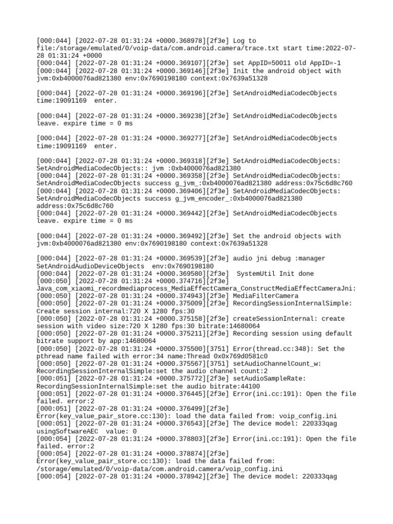 VoIP Camera Initialization Log | PDF | Shader | Computing