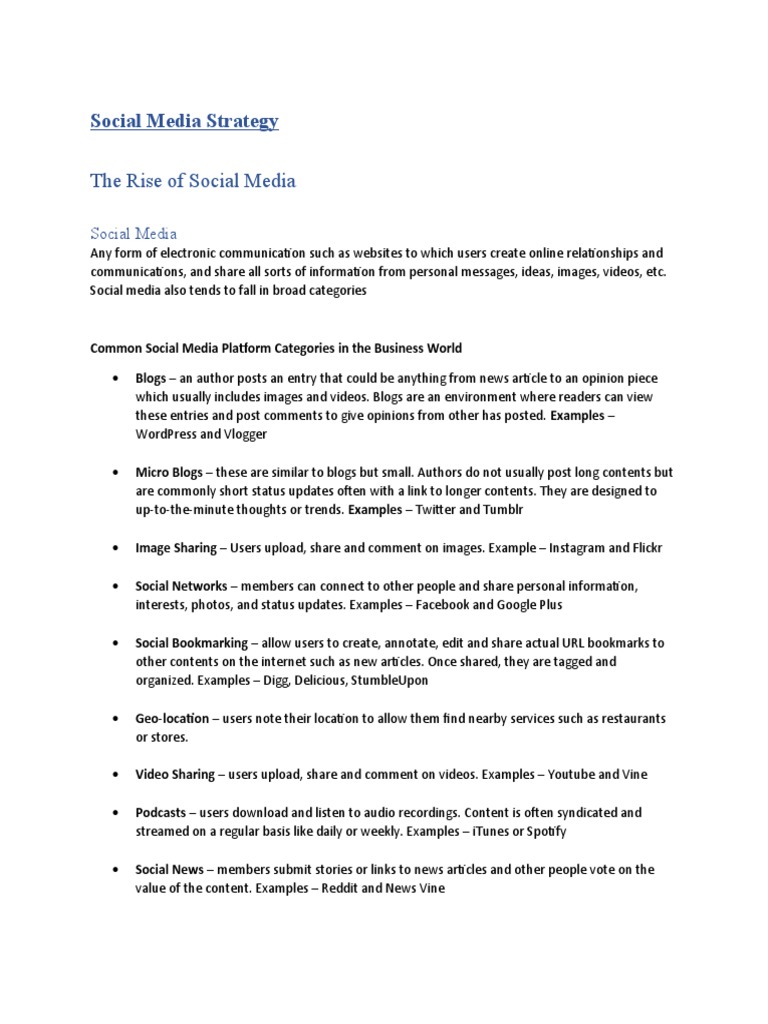 Social Media Strategy PDF Popular Culture & Media Studies Social