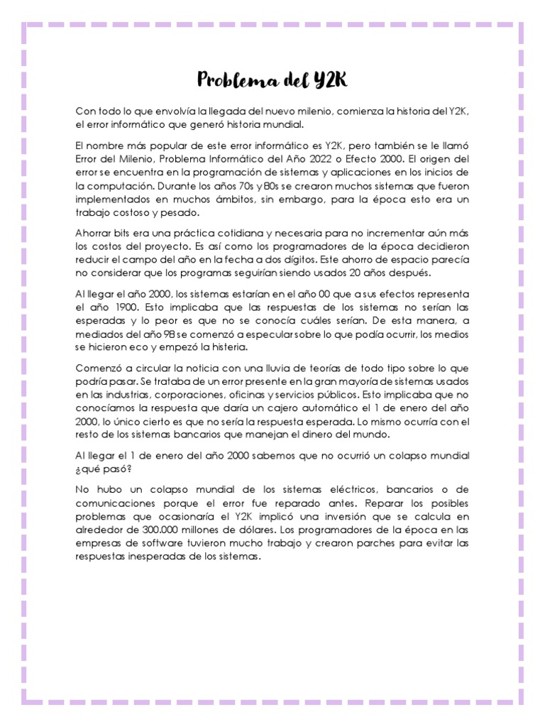 Problema Del Y2K | PDF | Informática | Edad de información