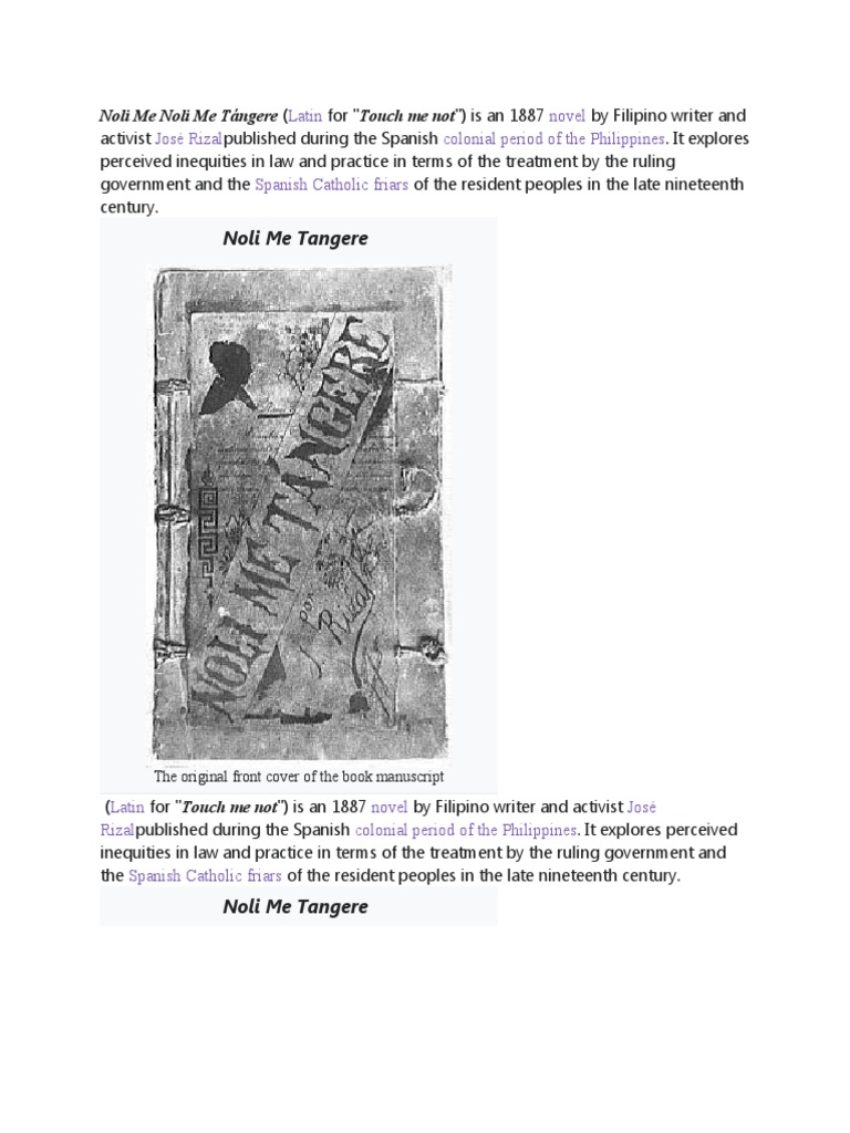 Noli Me Tangere Rizal Pdf