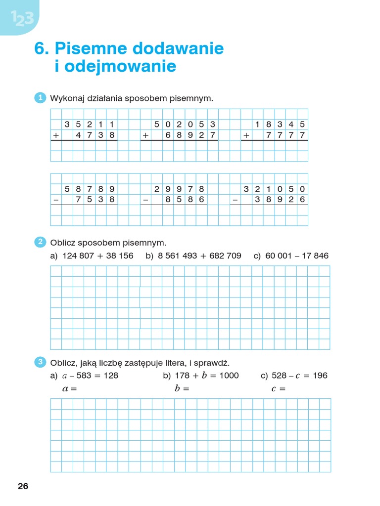 6 Pisemne Odejmowanie I Dodawanie PDF