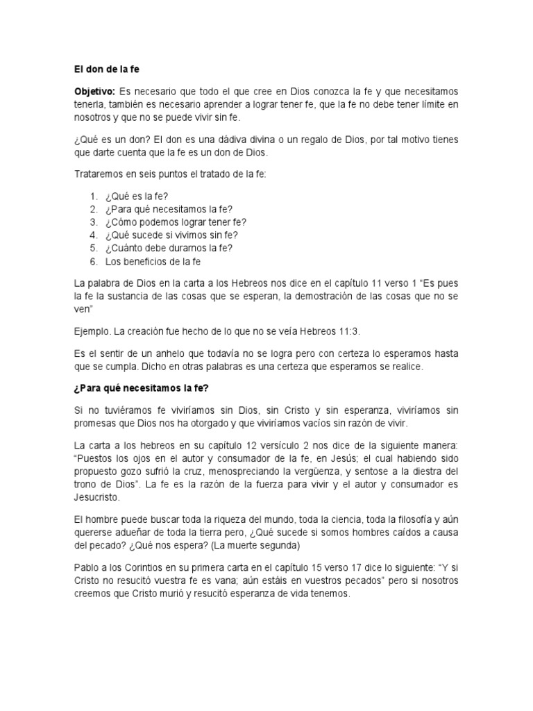El Don de la Fe en la Vida Cristiana | PDF | Fe | Cristo (título)