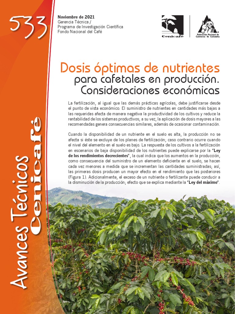 Dosis de Nutrientes - Cafeee | PDF | Fertilizante | café