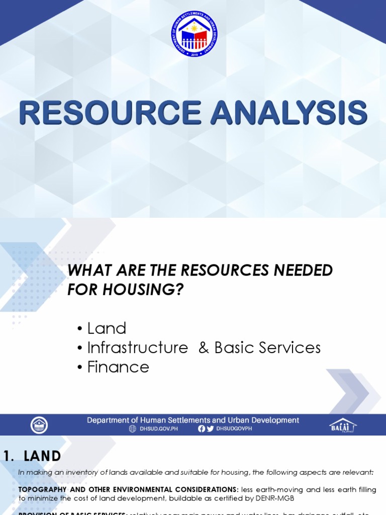 Housing Resource Needs and Analysis | PDF | Sanitation | Infrastructure