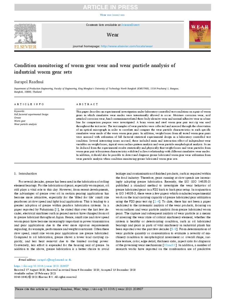 2021 Raadnui Condition Monitoring of Worm Gear Wear Ans Wear