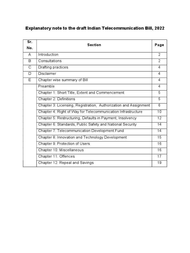 Explanatory Note To The Draft Indian Bill, 2022 PDF