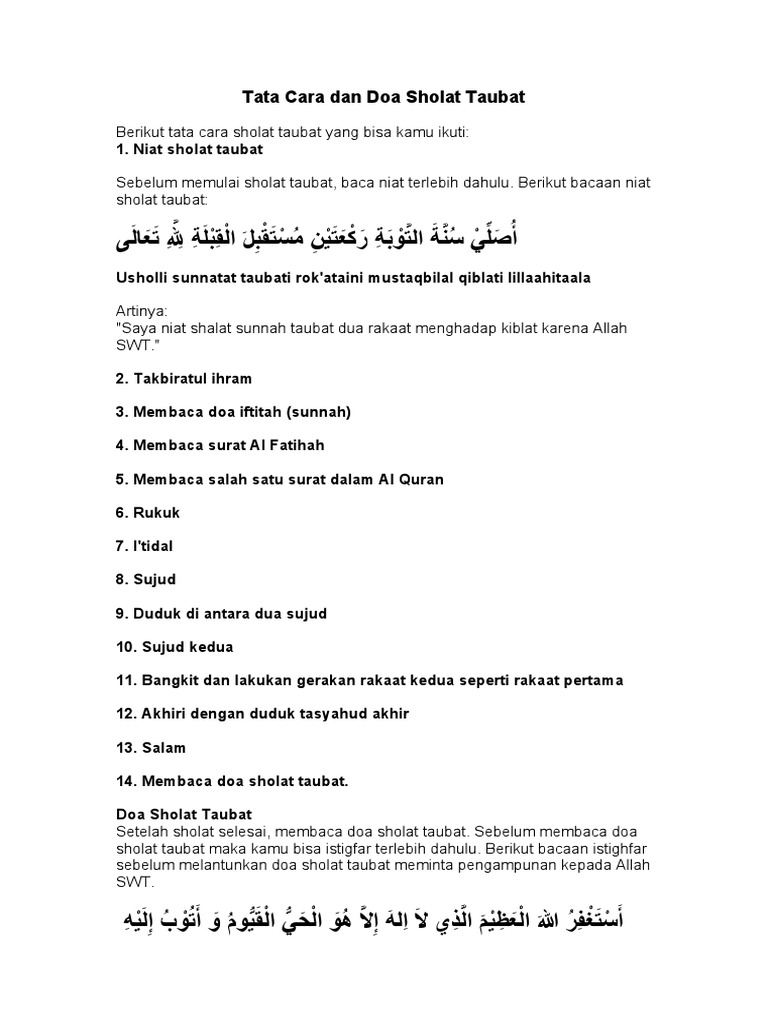 Cara Doa Sholat Taubat Pdf