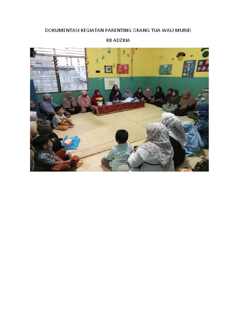 Dokumentasi Kegiatan Parenting Orang Tua Wali Murid Pdf