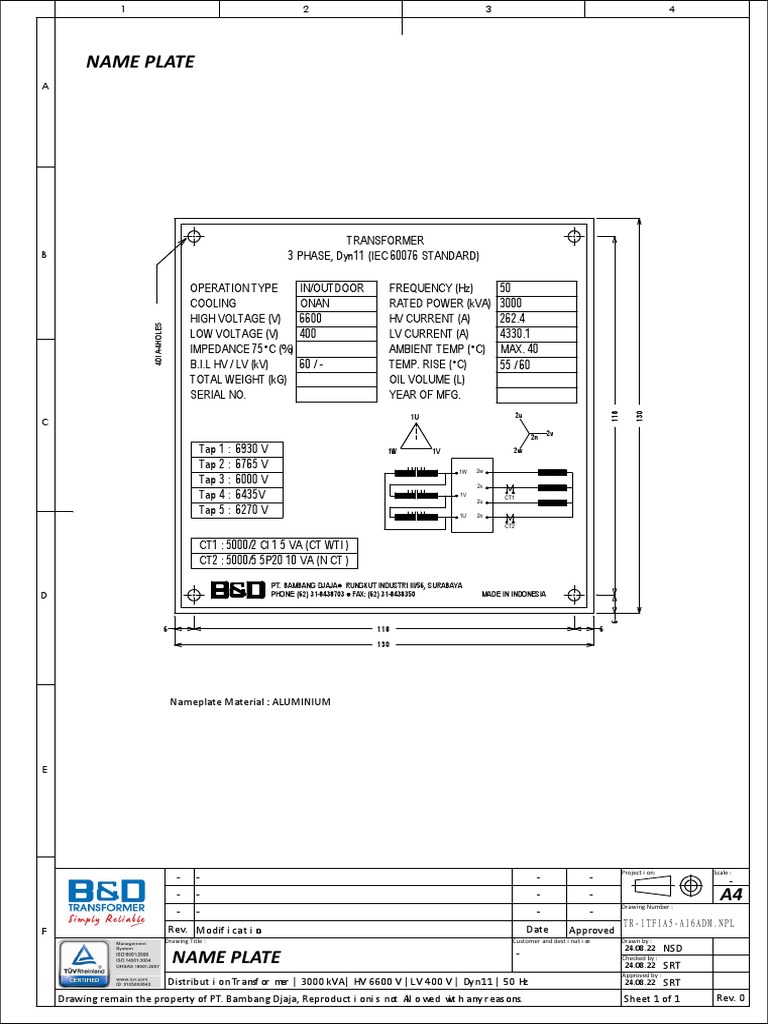 3 Nameplate 3000kVA PDF Transformer Power (Physics)