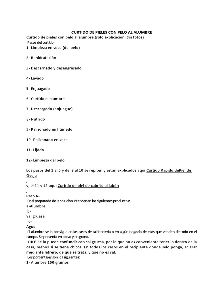 Curtido de Pieles Con Pelo Al