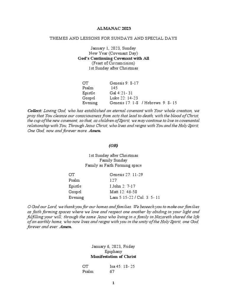 CSI Almanac 2023 PDF Jesus Gospel Of Mark