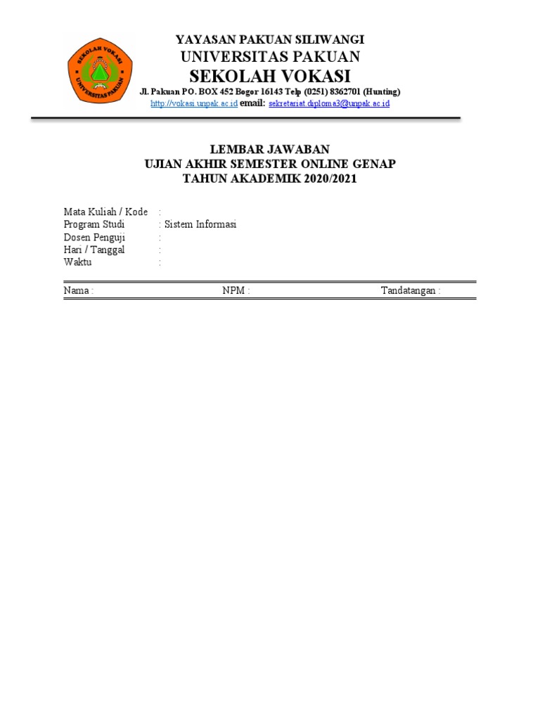 UAS Online Sistem Informasi 2020/2021 | PDF