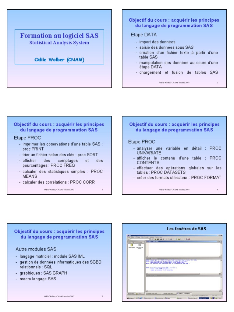 Formation sur le logiciel SAS | PDF