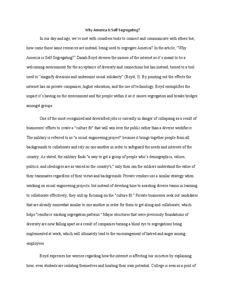 America's Self-Segregation Explained | PDF | Internet | Roommate