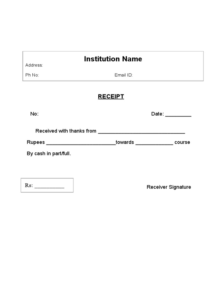 Fee Receipt Format For Coaching Classes Word