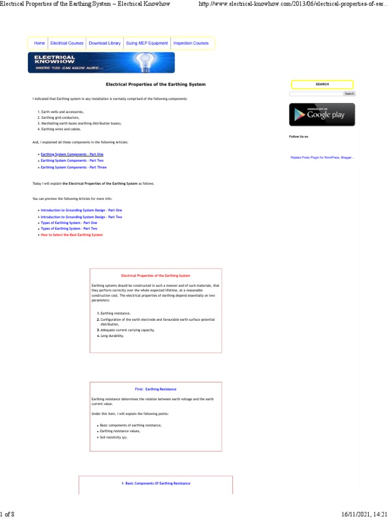 Electrical Properties of Earthing Systems | PDF | Corrosion ...