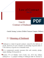Unit II Contract of Bailment