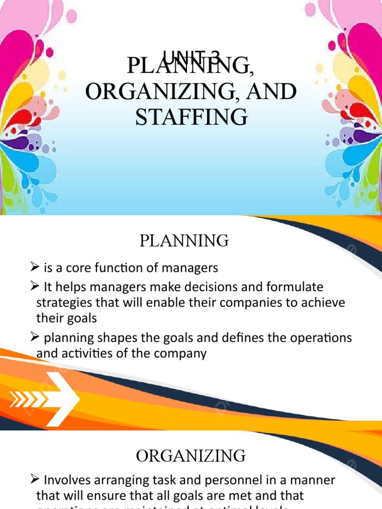Unit 3 Lesson 8 Planning, Organizing, and Staffing | PDF | Decision ...