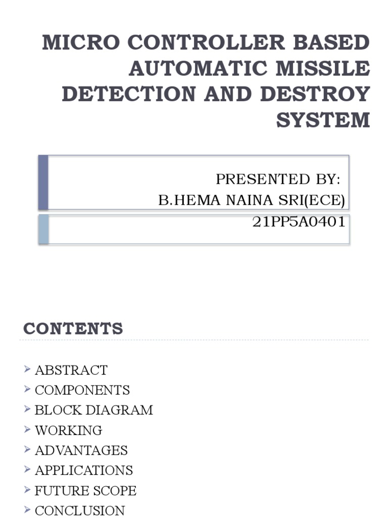 Micro Controller Based Automatic Missile Detection and Destroy | PDF ...