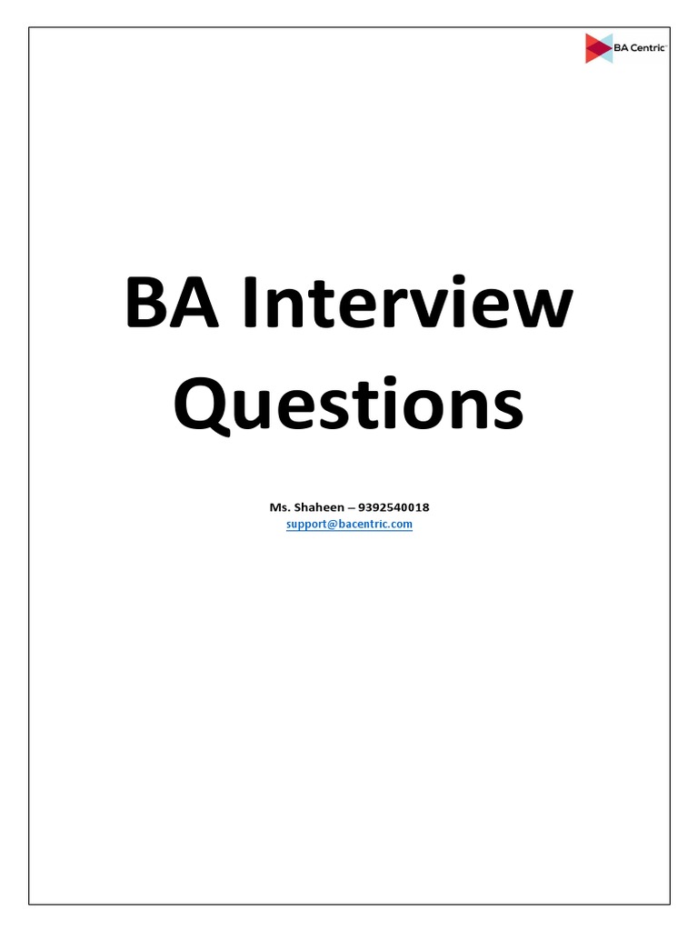 BA Interview Questions 2021 PDF Use Case Business Analysis