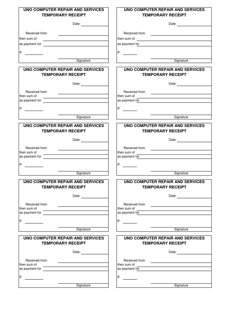 Temporary Receipt PDF