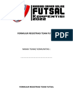Formulir Registrasi Team Futsal