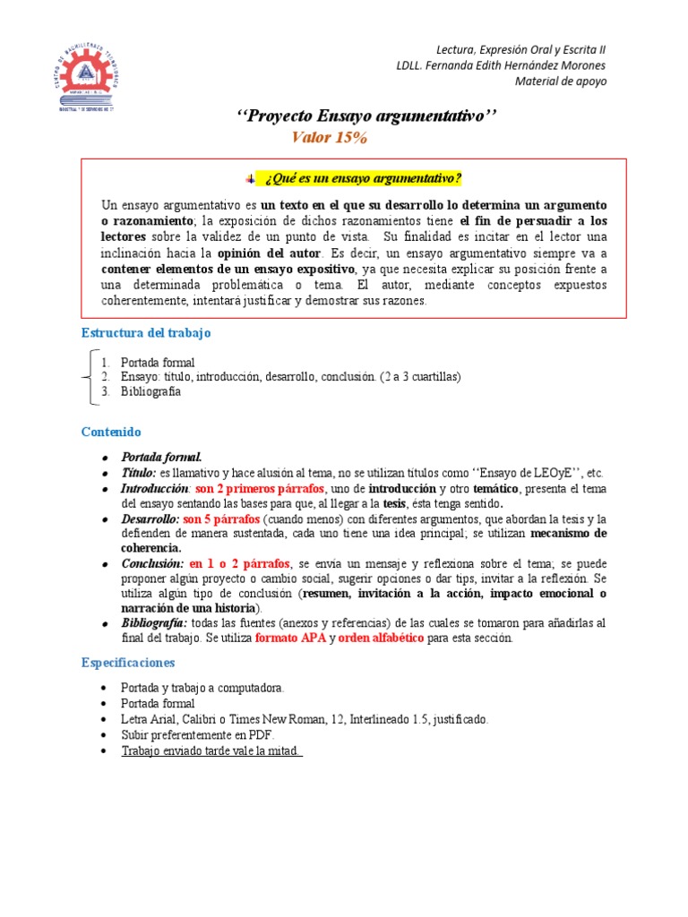 Ensayo Argumentativo | PDF | Ensayos