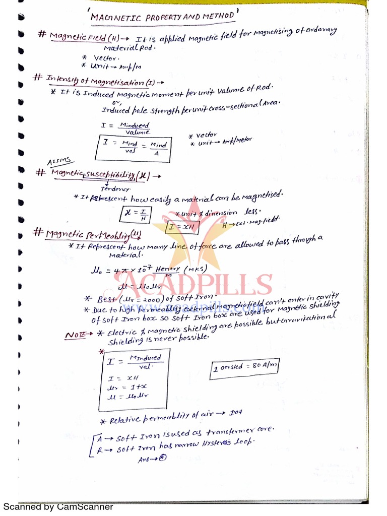 Magnetic Property Handwritten Notes | PDF
