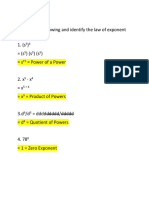 Mathematics Laws of Exponents Task