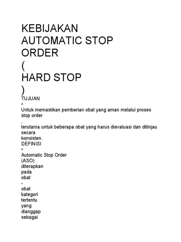 Kebijakan Automatic Stop Order Obat | PDF