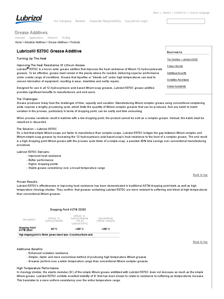 Lubrizol® 5370C Grease Additive Grease Additives The Lubrizol